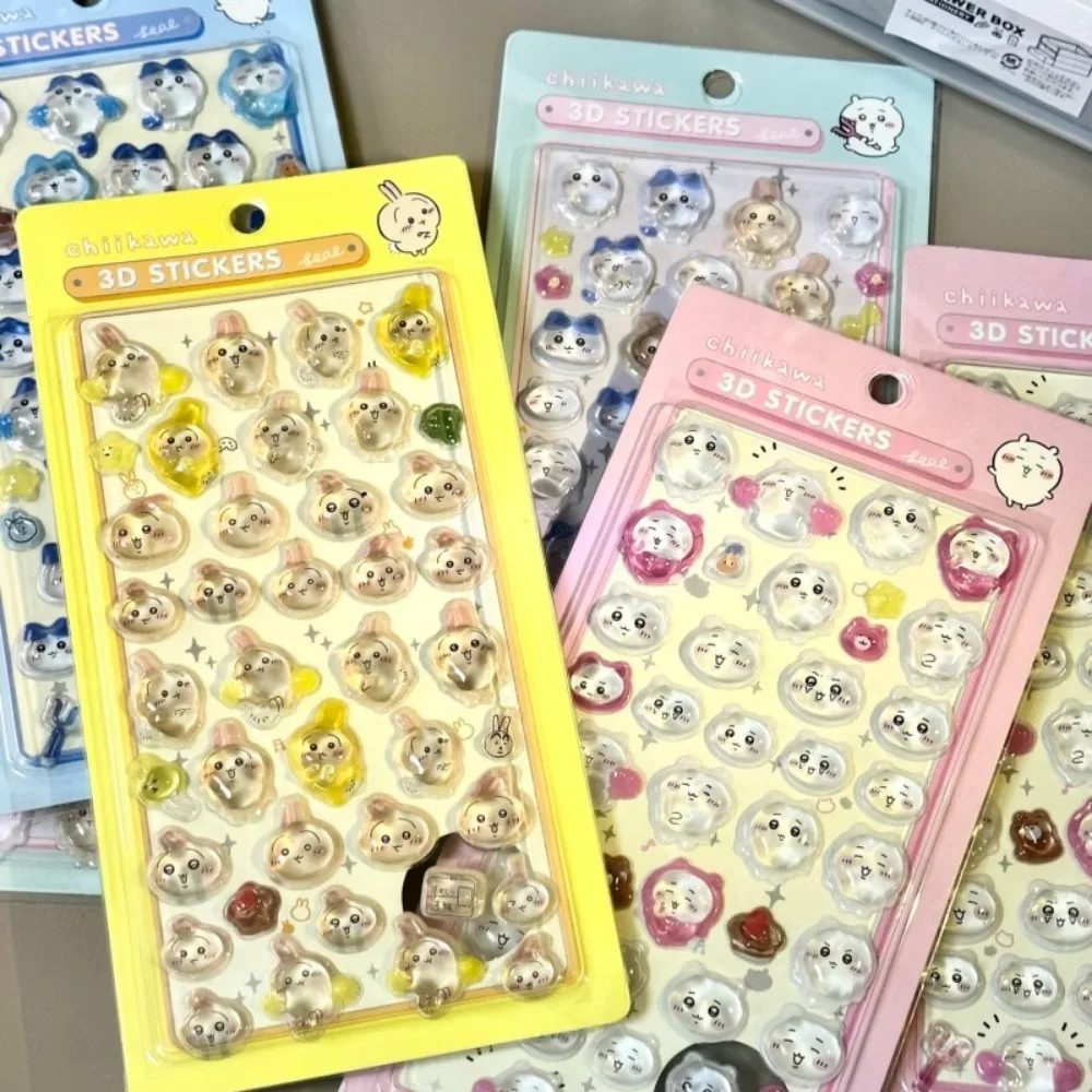 Cute Chiikawa 3D Crystal Embossed Stickers DIY Decor Decals Student Journal Scrapbook Art Craft Ornament Stationery Gift Toys view 3