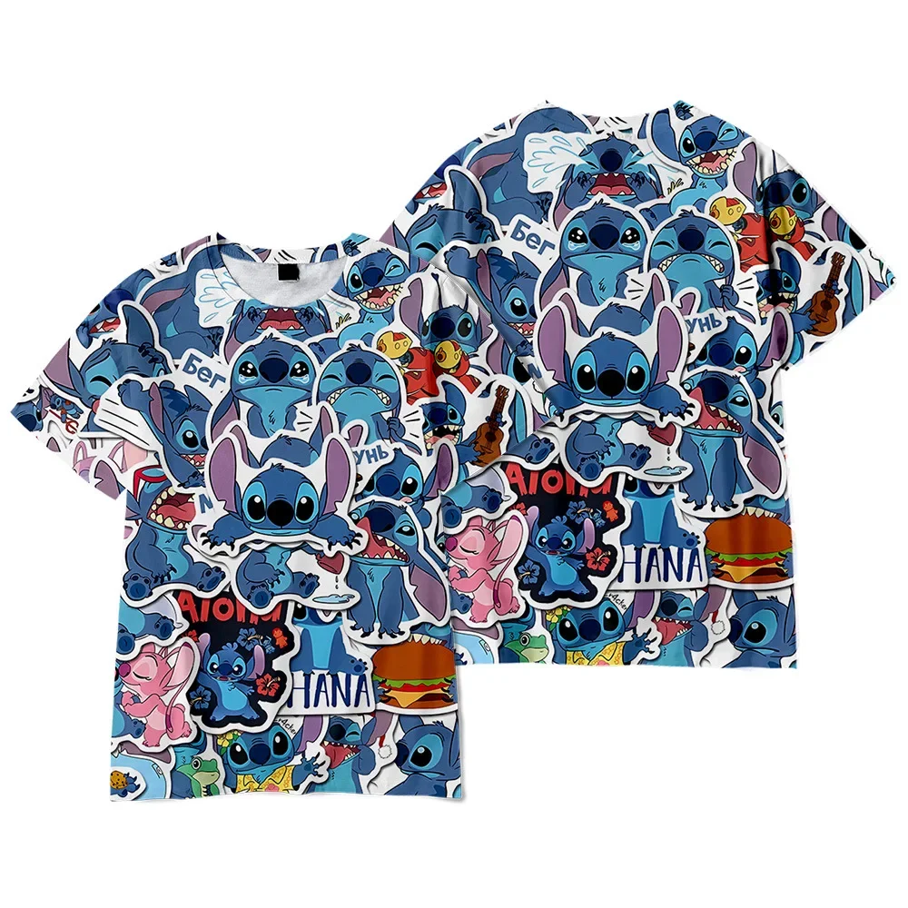 MINISO Disney 3D new cartoon stitch short-sleeved Tshirt digital printing round neck clothing for children t-shirts for children