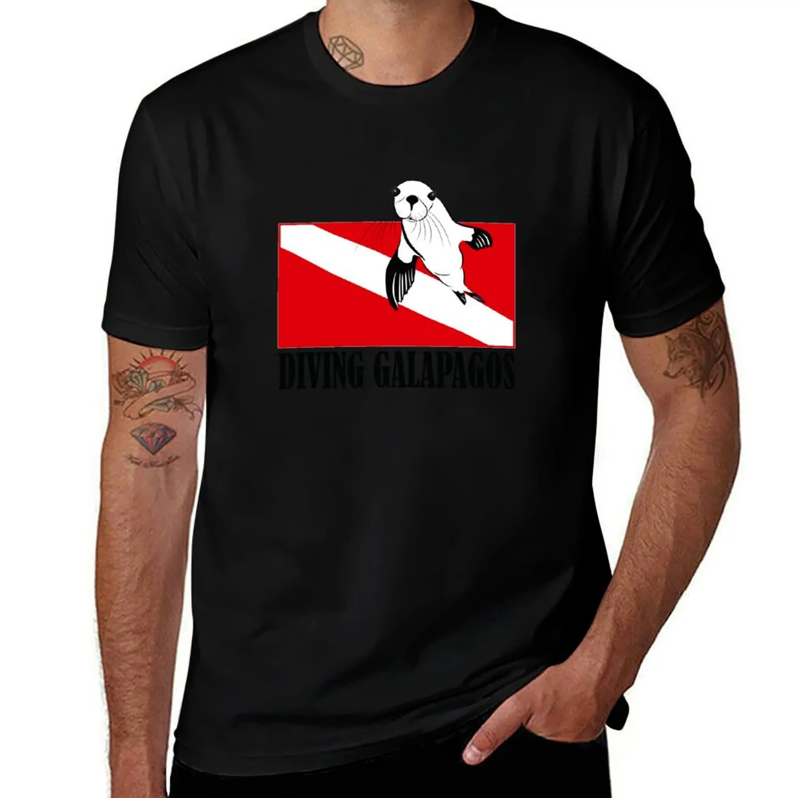 

Diving with sea Lion in Galapagos Ecuador T-Shirt tops graphic t shirt vintage shirts graphic tee mens cotton t shirts