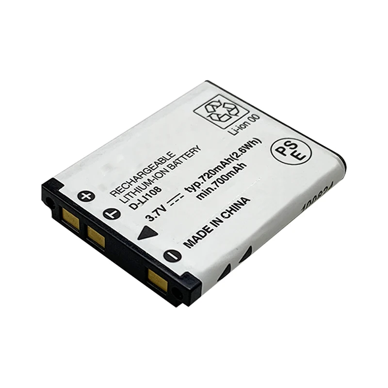 

D-LI108 for PENTAX Digital Camera Battery Optio L40 LS1100 LS465 M30 RS1500 DLI108 DL-1108 DLI108 3.7V 720mAh Li-Ion Battery