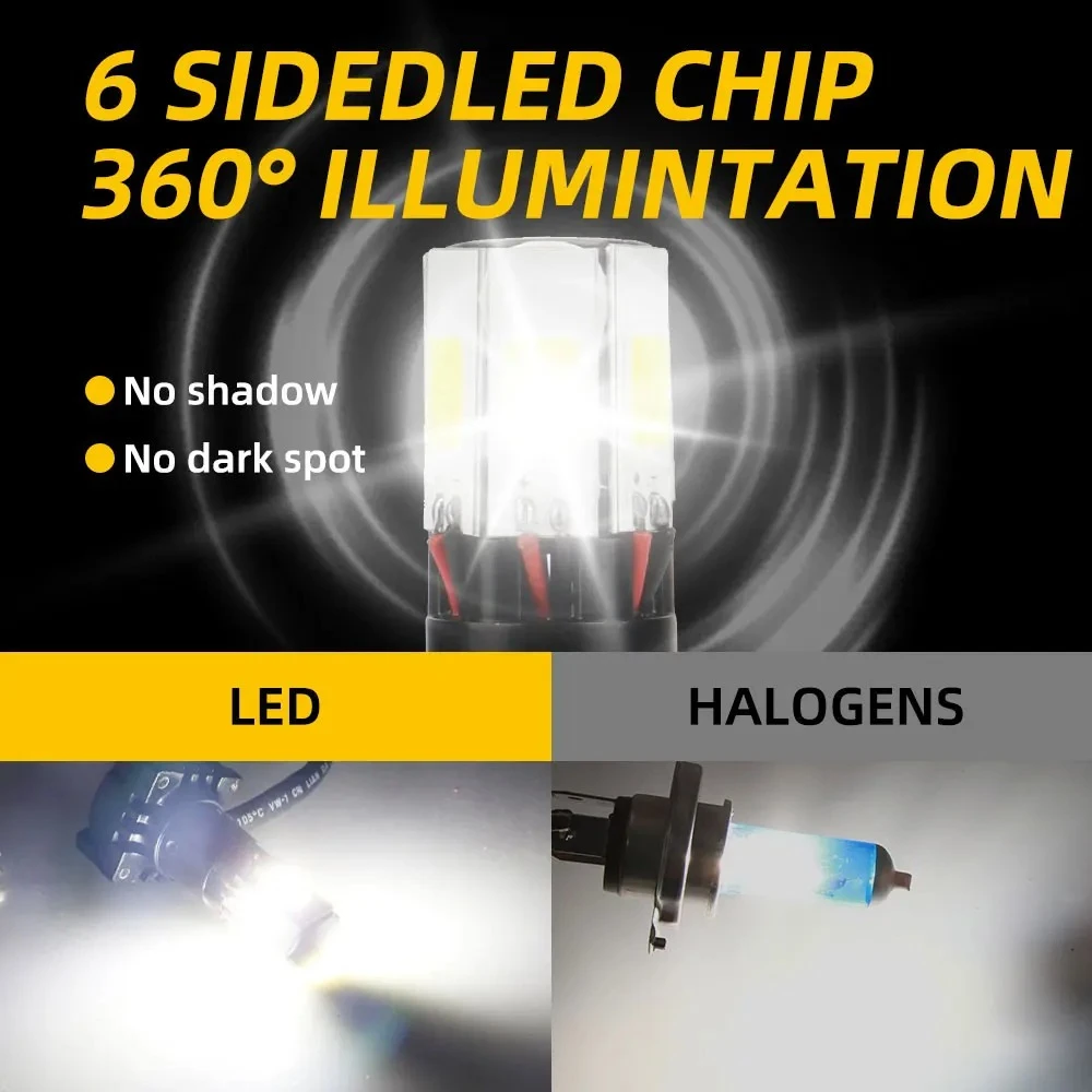 

​H4 LED Motorcycle Headlight BA20D P15D Canbus COB Chip Fog Lights Universal Scooter Motorbike Front Headlamp Running Lamp