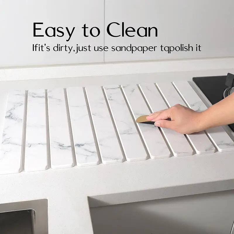 

Коврик для ванной с диатомовой землей, складной кухонный коврик для стойки 16x12 дюймов, нескользящий быстросохнущий впитывающий коврик для ванны для раковины, стирки