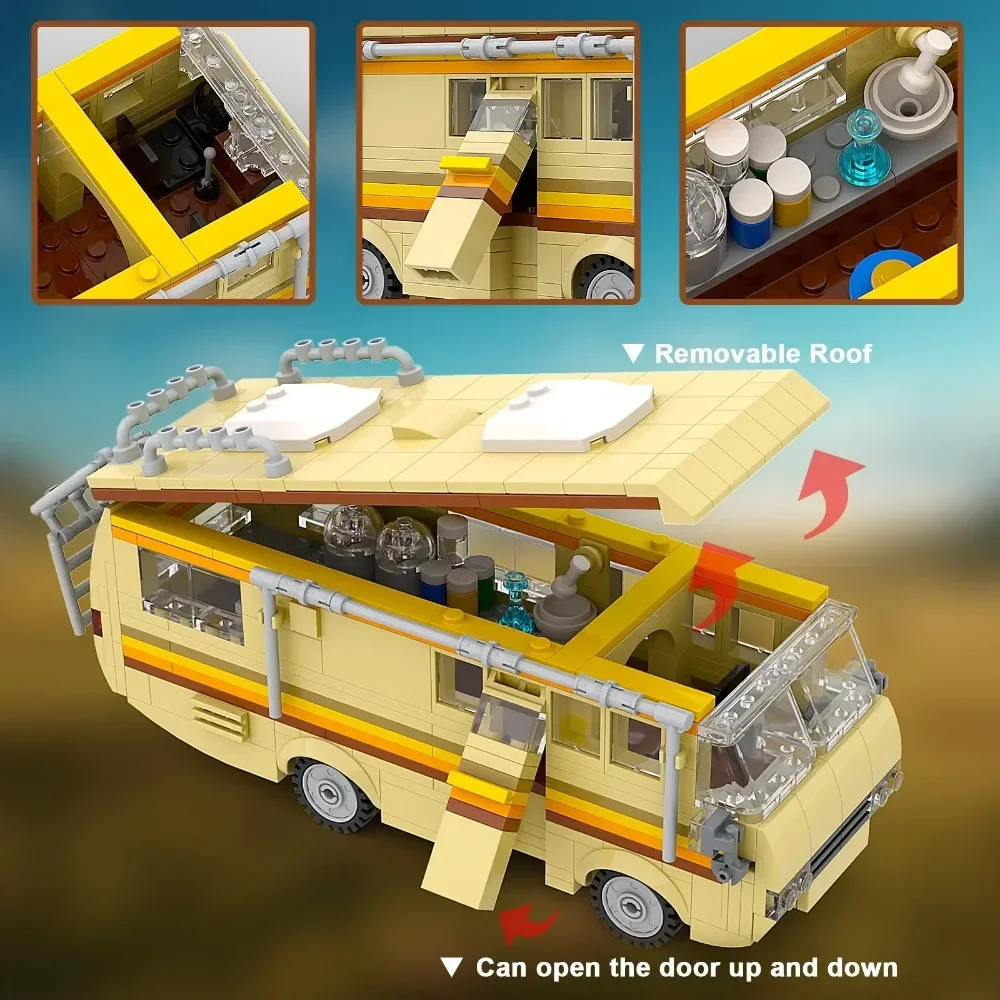 360Pcs Film MOC Breaking Bad RV Bus Auto Modell Bausteine Edacational Ziegel Spielzeug für Kinder Geburtstag Geschenk – Detail 4