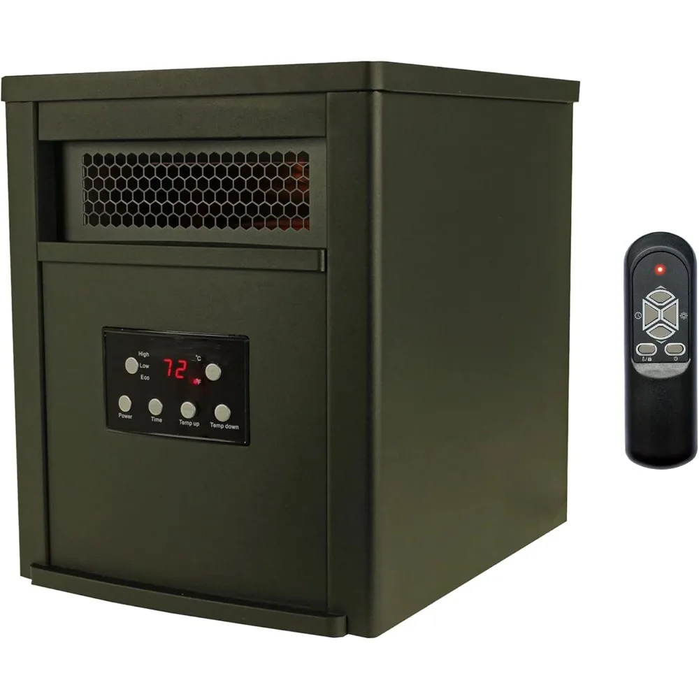 Infrared Quartz Space Heater, 6 Element 1500W Portable Heater with Remote, Black