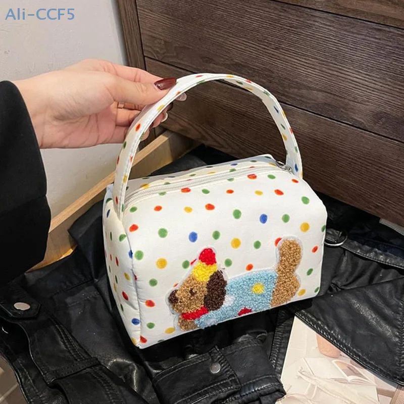 لطيف البولكا نقطة الألماني حقيبة مستحضرات تجميل سعة كبيرة يده حقائب مستحضرات التجميل جرلي المحمولة تخزين أكياس السفر حقائب أدوات الزينة الهدايا