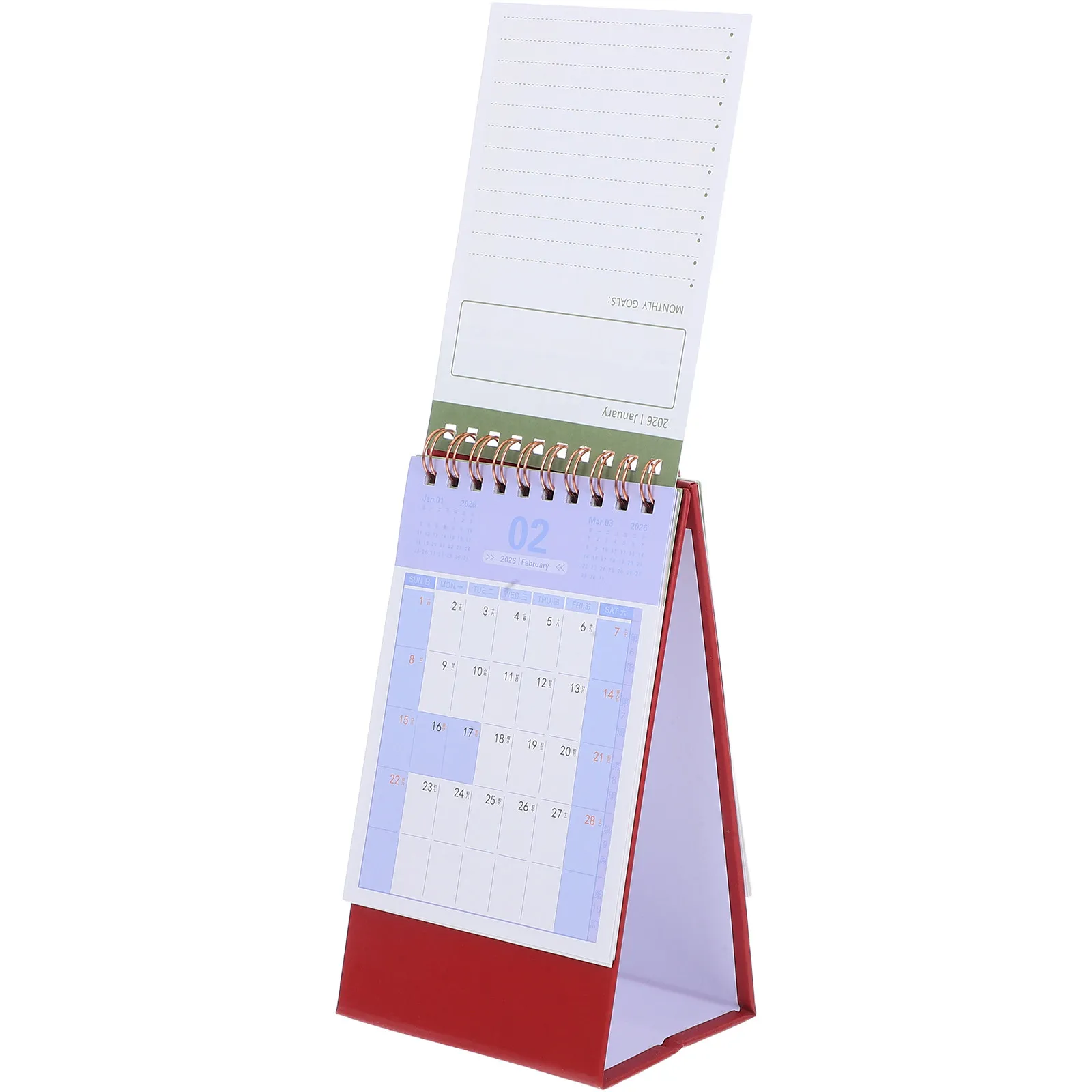 

2026 Mini Desk Calendar Foldable Stand Up Flip Planner for Office Home Academic Year Thick Paper Dark Red Mini Calendar