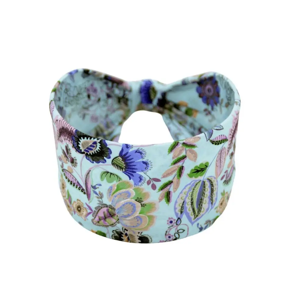 Elastic Print Headband Fashion European and American Floral Sports Hairband Wide Vintage Knot Yoga Hair Band For Dance Biker