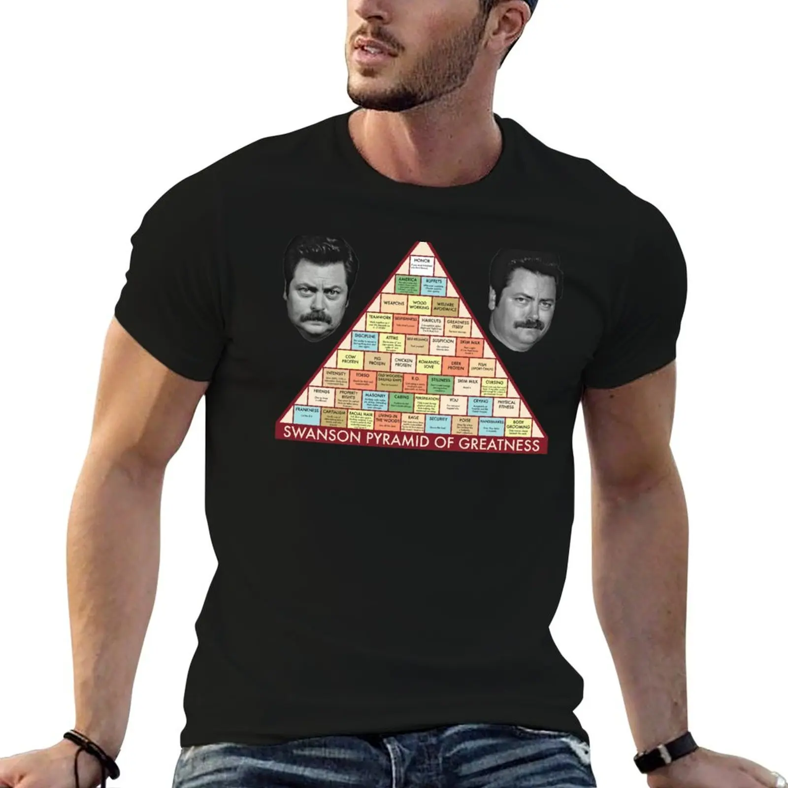 Swanson Pyramid of Greatness T-Shirt quick drying anime stuff men t shirts