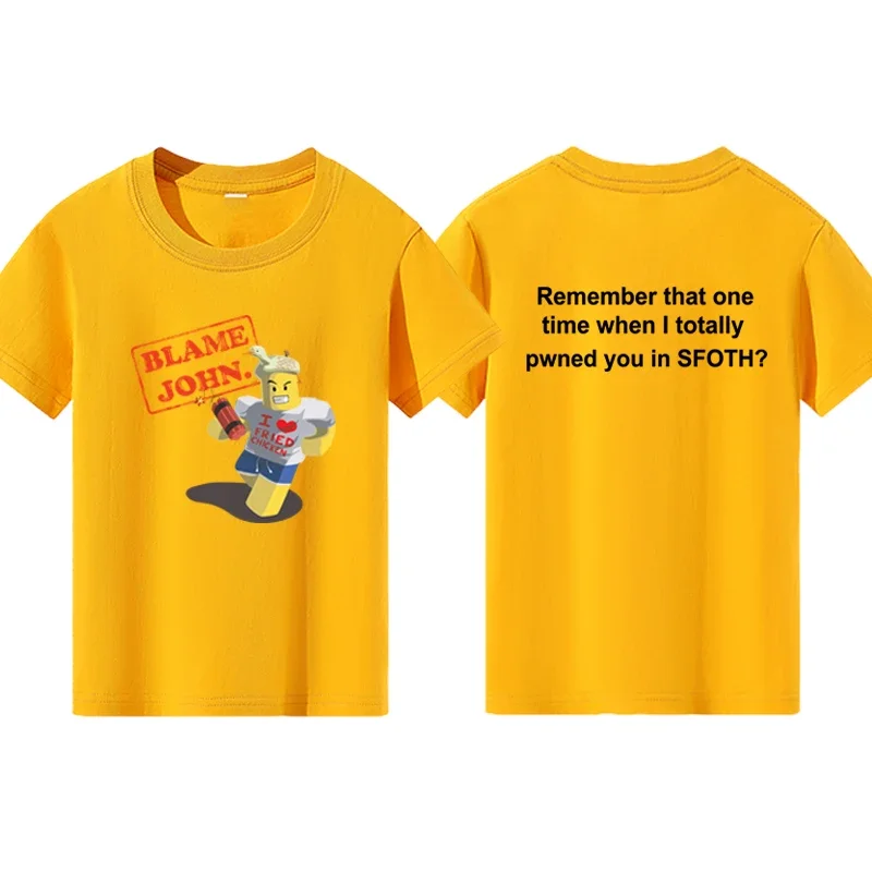 Blame John مطبوعة في سن المراهقة بلايز تي شيرت بنين بنات الصيف عادية مضحك موضة س الرقبة قصيرة الأكمام الأطفال الملابس الملونة