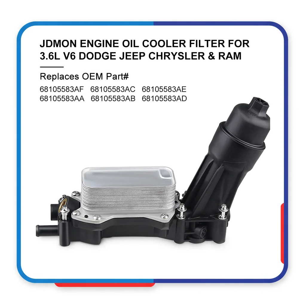 

Herorider Car Aluminum Engine Oil Cooler Filter For Chrysler Dodge Jeep Ram 3.6 V6 2014-2017 68105583AF Charger Grand Cherokee