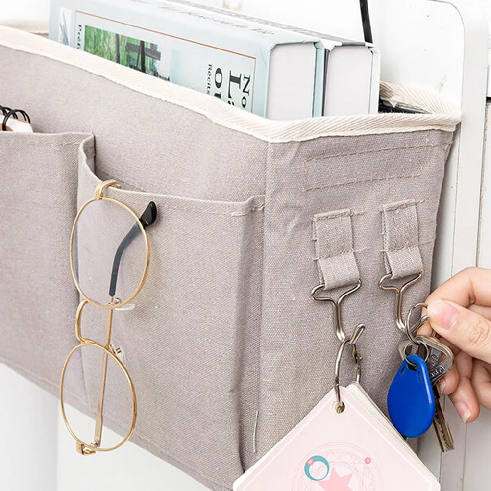 

Bedside Hanging Organizer Storage Bag Grey Dorm Room Essential Modern Design Long-Term Use Convenient Sundries Pouch