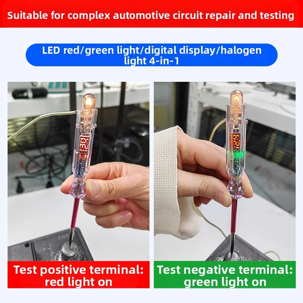 Self Protection Digital for Voltage Tester Pen with LED Red Green Lights for Automotive Circuit Testing and Voltage Measurement