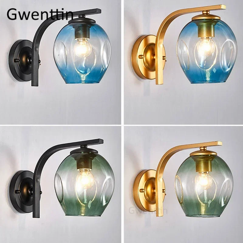 

Stained Glass Wall Lamps Mirror Lights Nordic Modern Bubble Ball Wall Sconce Led Lighting Fixtures for Home Bedroom Loft Decor