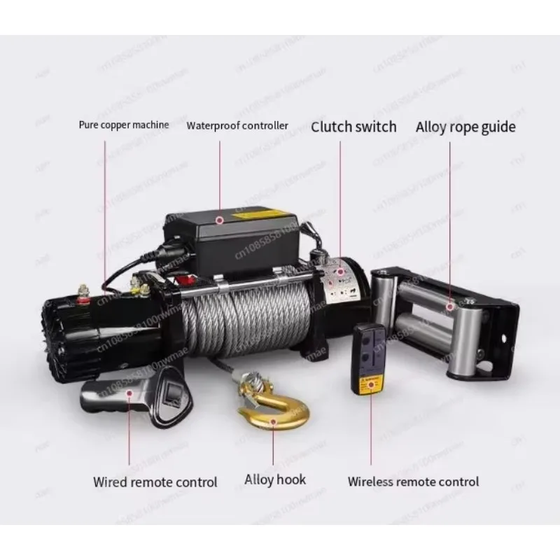 Electromagnetic‑Brake Electric Winch 12V/24V Off‑Road Car Recovery Hoist Heavy‑Duty Vehicle Accessory
