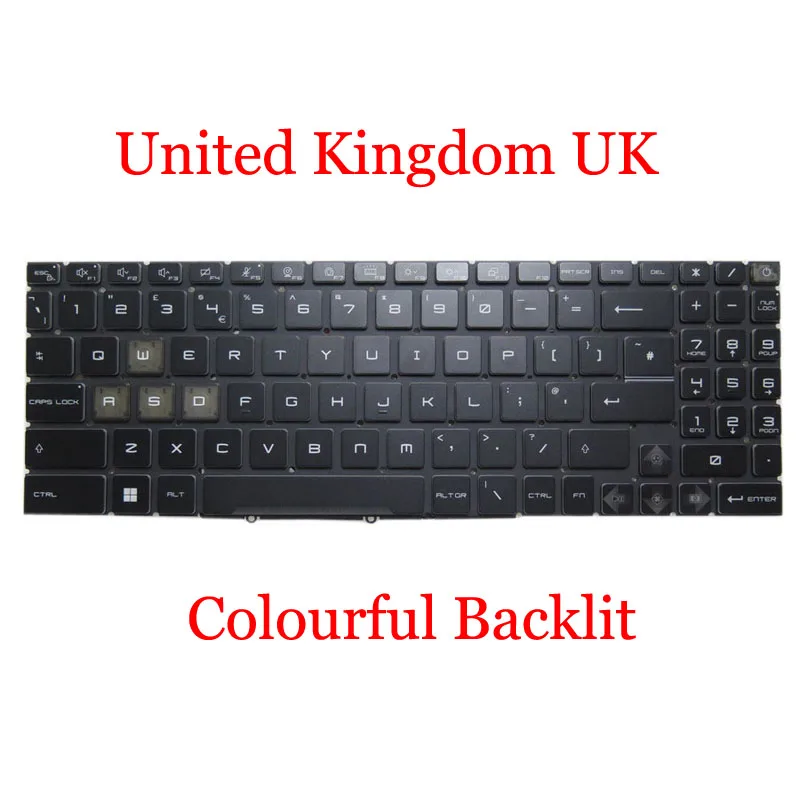 Per Key RGB Backlit US UK FR GR SP RU IT Keyboard For MSI Raider GE68 HX 13V 13VF 13VG 14V 14VIG 14VHG 14VFG 14VGG English US