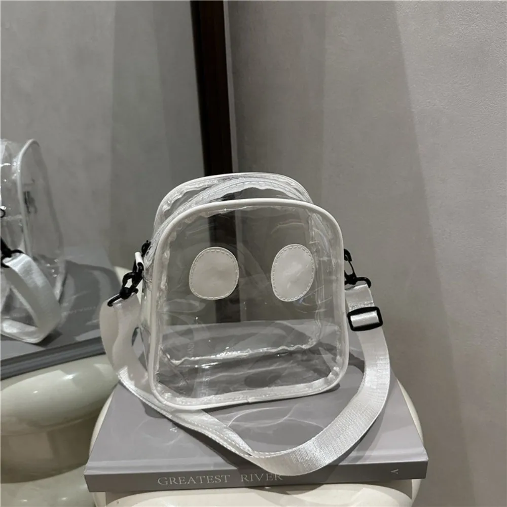 

Adjustable PU Halloween Ghost Bag Waterproof Zipper Clear Shoulder Bag Transparent Large Capacity Crossbody Bag Beach