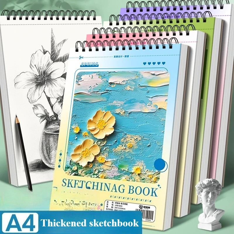 A4 Sketchbook 30 Sheets/60 Pages 297x210mm Thickened Paper Not Easy To Bleed for Painting Sketch Graffiti Beginner Artists