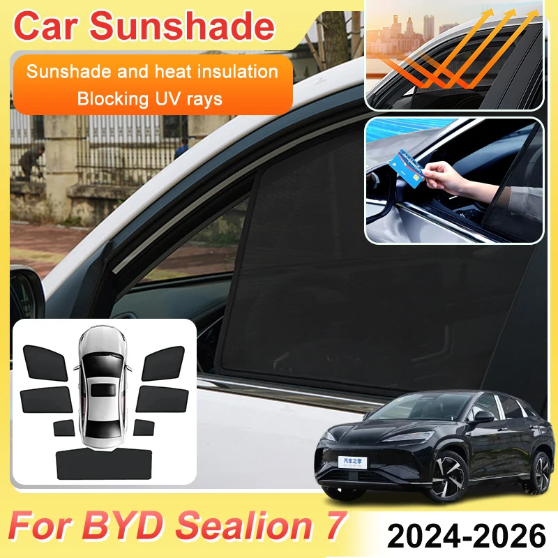 

Magnetic Mesh Sunshade For BYD Sealion 7 2025 2024 2026 Accessories Sunscreen Car Window Windshield Sun Shade UV Protection Part