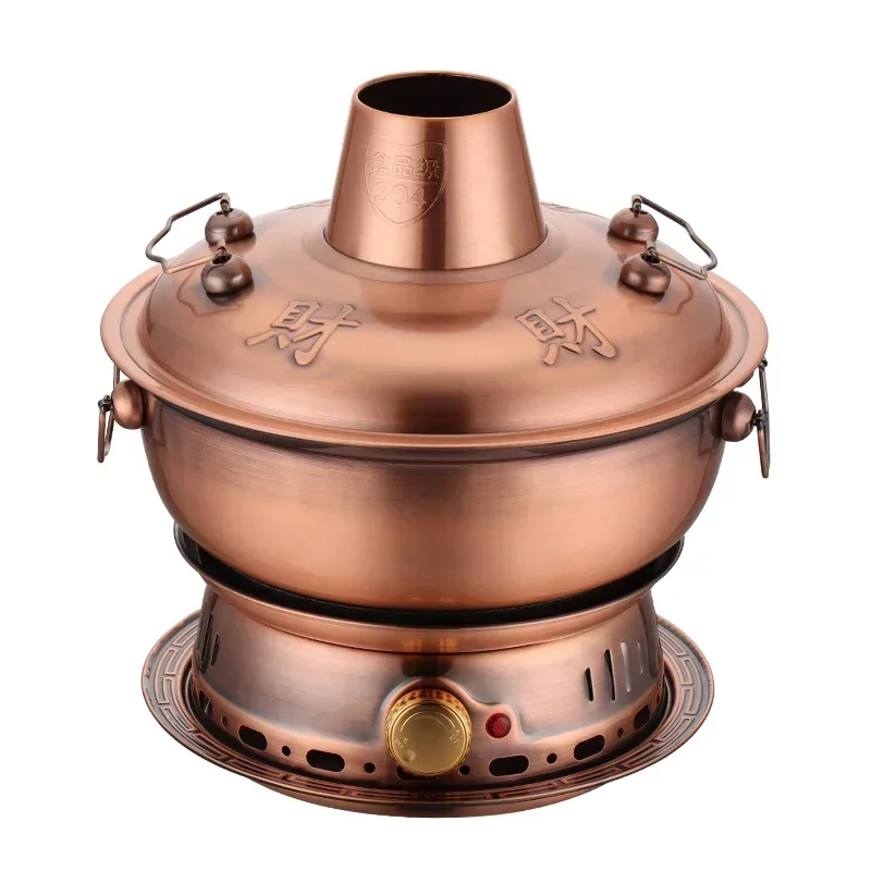 Household pure copper hot pot, Beijing copper hot pot, old-fashioned copper hot pot, electric carbon dual use Hot sales