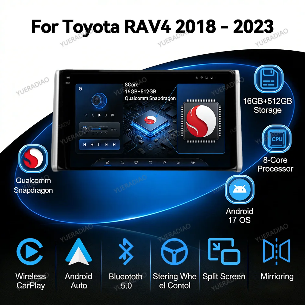 Android 17 Car Radio For Toyota RAV4 XA50 2018 - 2020 NAVI GPS Multimedia Video Player Wireless Carplay Auto 2k Screen 4G WIFI