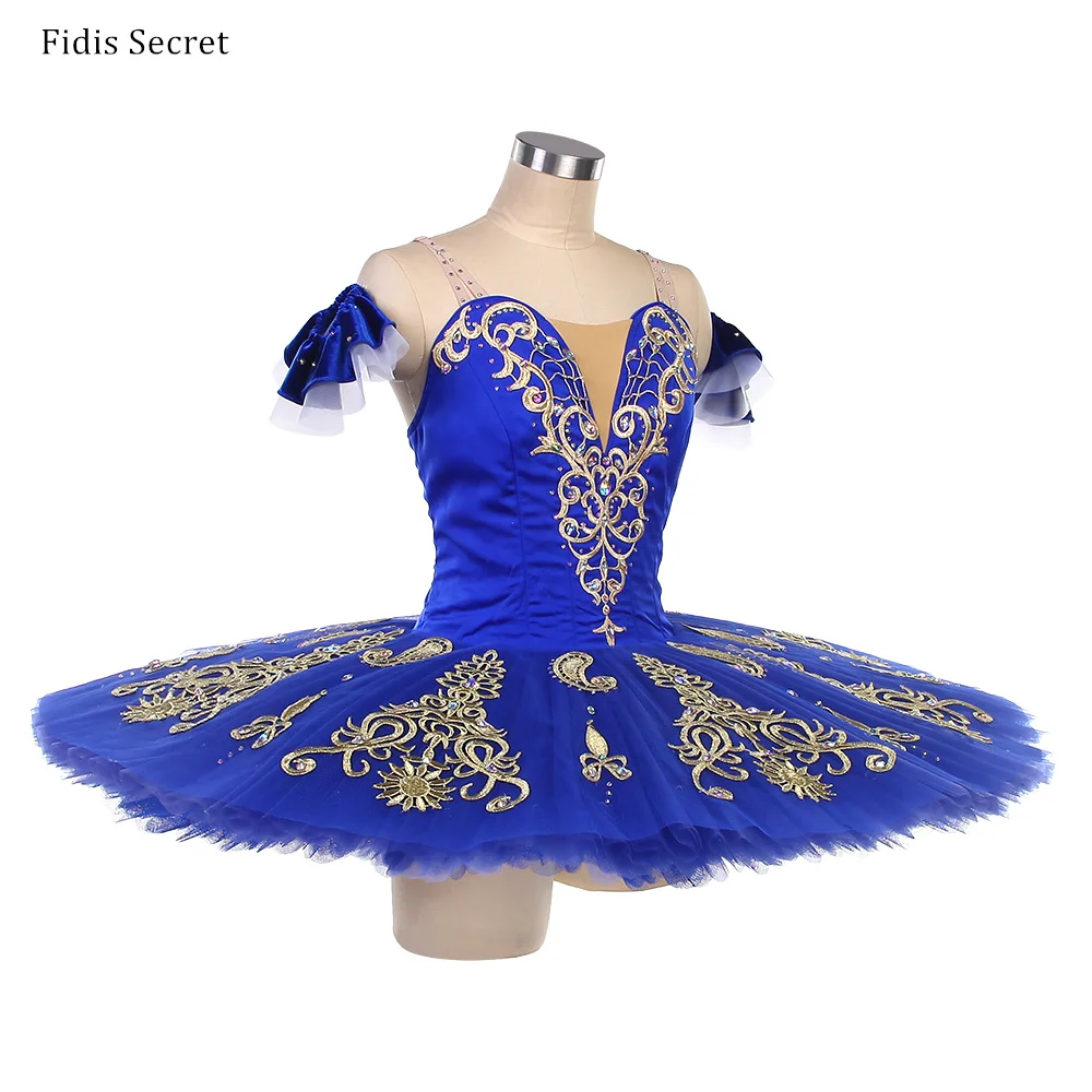 Criança azul real profissional panqueca ballet tutus, bailarina solo desempenho palco wear, meninas yagp competição trajes de dança