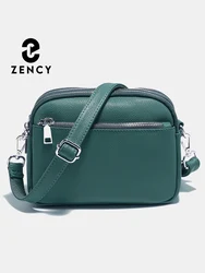 Zency-女性用ジッパー付き小型レザーバッグ,ポータブルバッグ,ショルダーストラップ,旅行