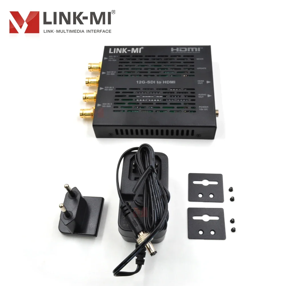 2026 New 4K60Hz 12G-SDI To HDMI / 3G SDI To HDMI Converter Adapter With Audio Extraction 4 In 1 Out Video Splitter