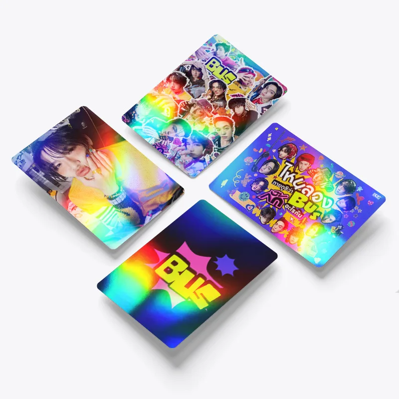 New 60-piece Laser Card BUS Flash Card Star Photo Card Greeting Card Bus Holographic Card Double-sided LOMO Card