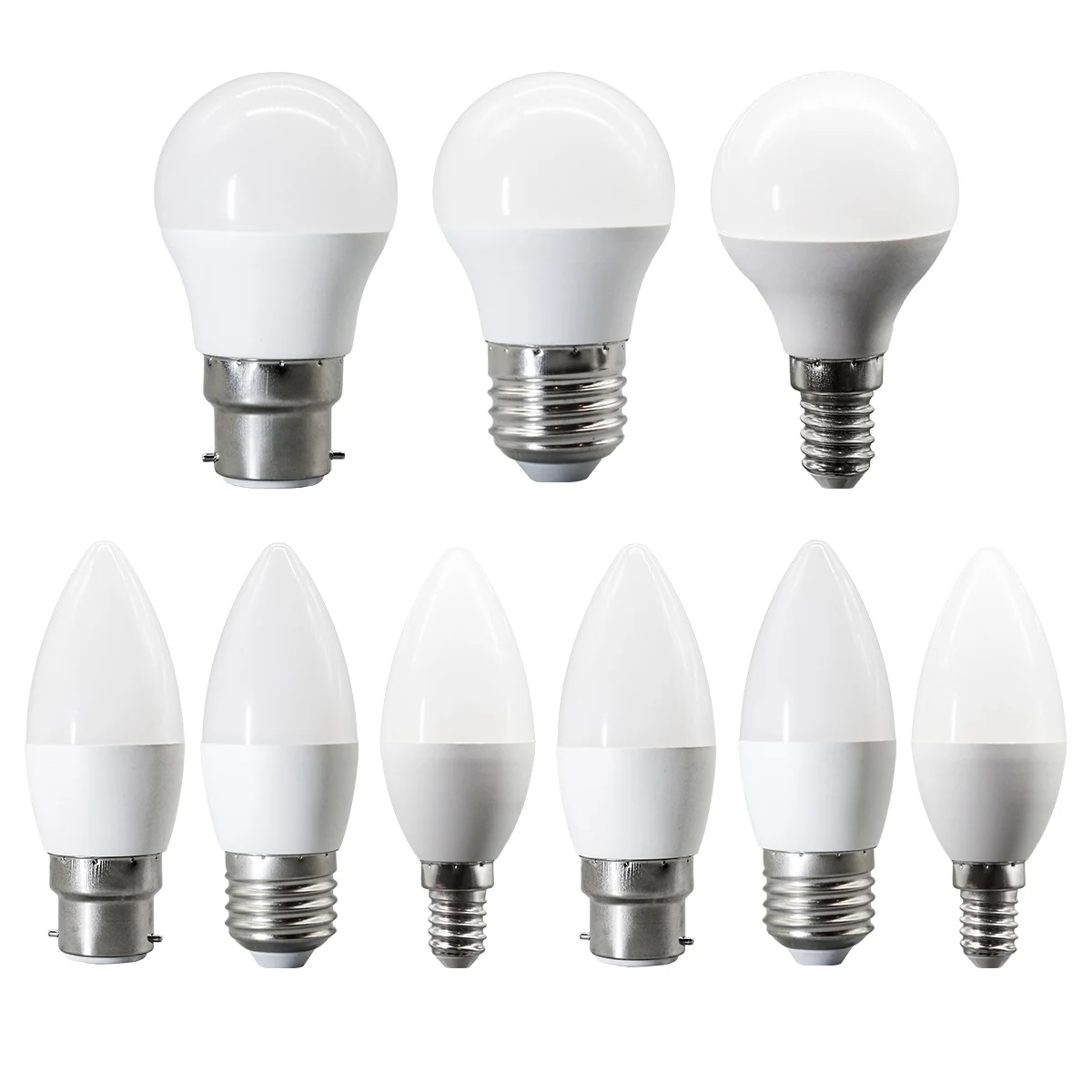 

10PCS LED Candle Bulb Lamps E14 E27 B22 base Llight Bulbs Energy saving Lamp ra80+ Warm Cool lighting for Home Livingroom Foyer