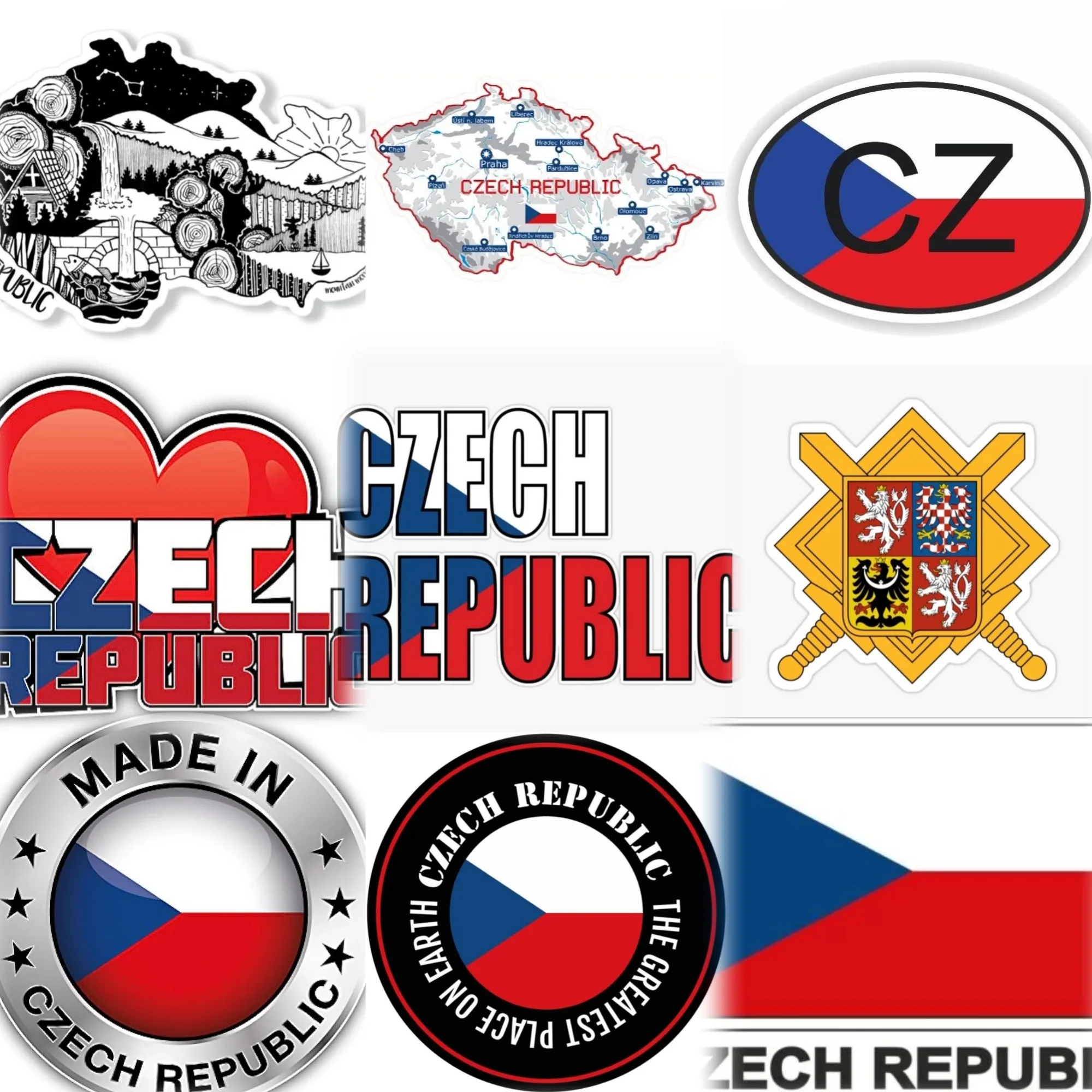 

Czech CZ Flag Map National Emblem Creative Sticker for Decorate Car Truck Bicycle Motorcycle Window Fridge Wall Decal Accessorie