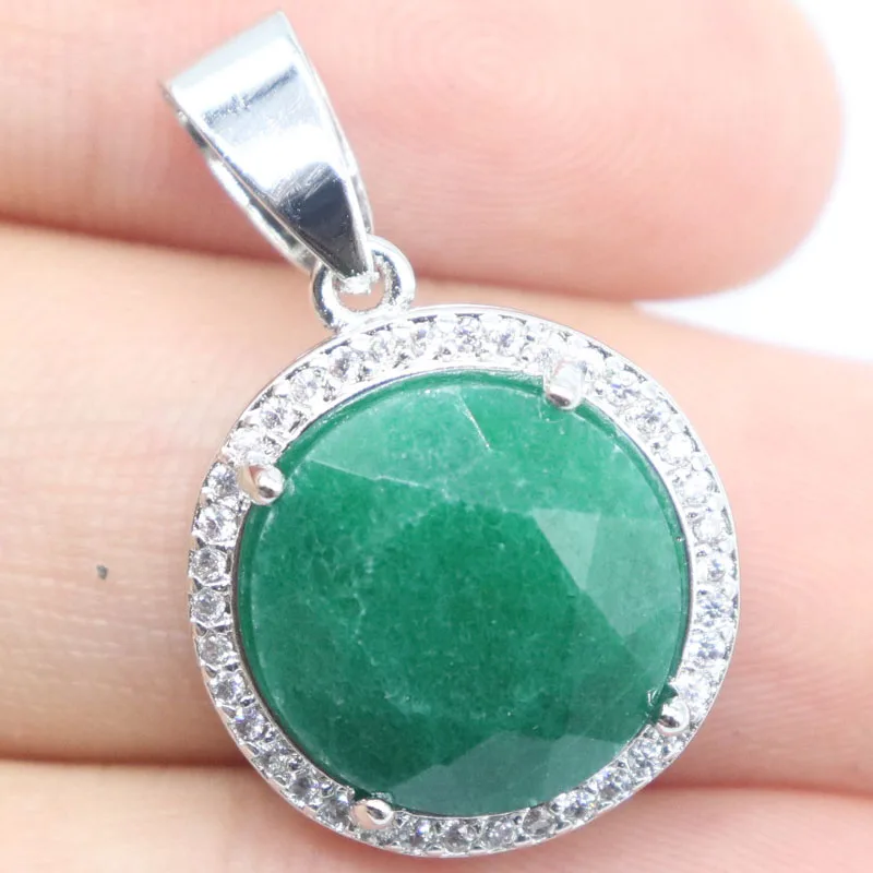 Buy 3 Get 1 Free  25x15mm Prevent Allergy 3.2g Real Green Emerald Blue Sapphire Red Ruby CZ Women Wedding Silver Pendant