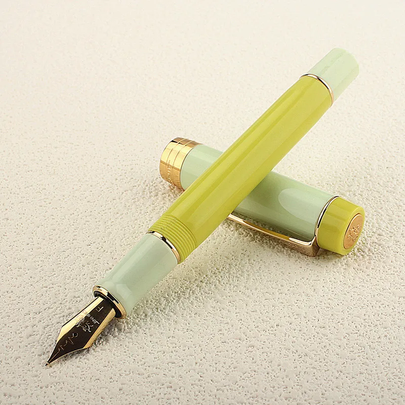 fountain pen green lime resina canetas de luxo heartbeat nib material escolar papelaria 05 mm medio 0607 mm jinhao100 01