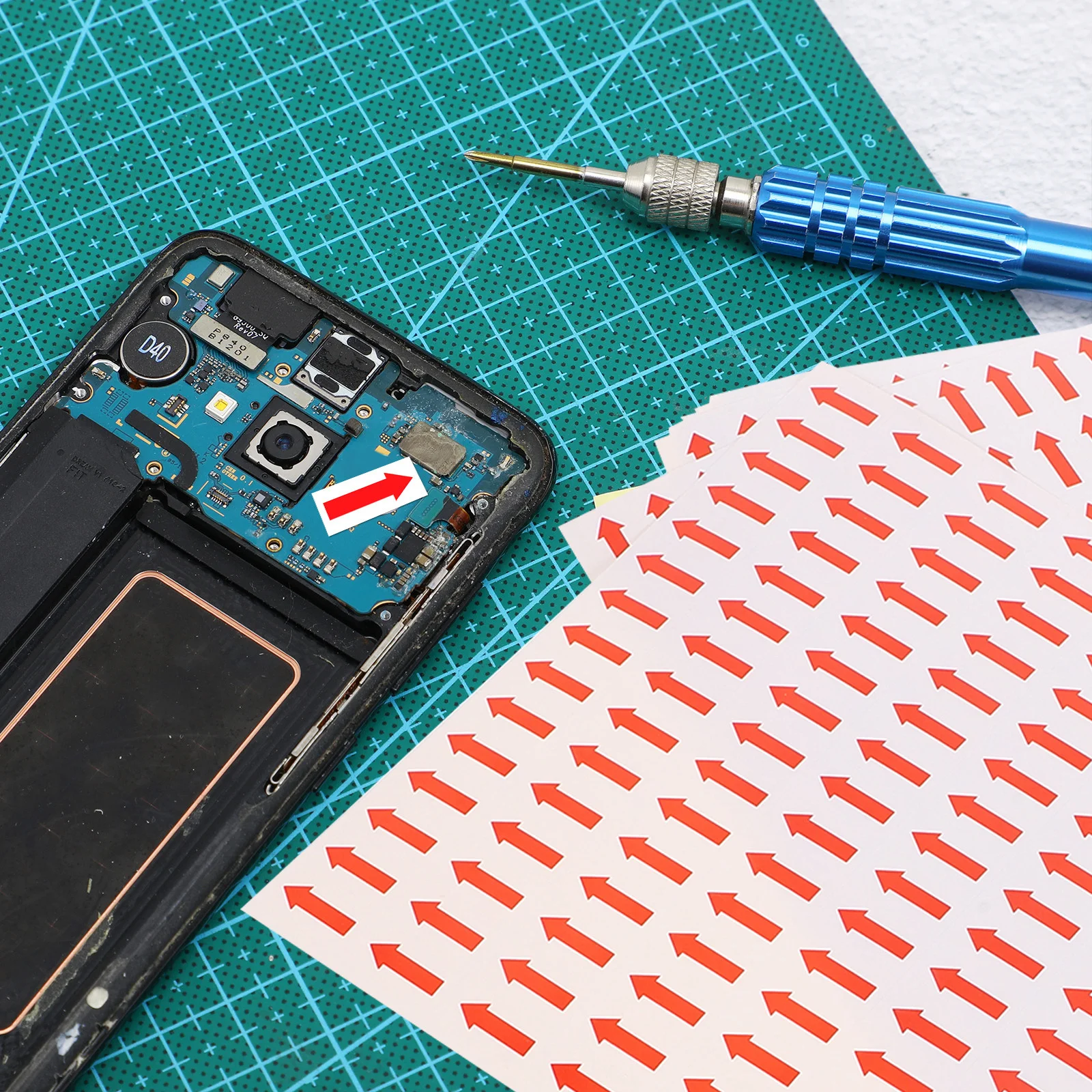 80 قطعة من ملصقات السهم ذاتية اللصق باللون الأحمر وضوح عالية يشير إلى ملصقات المنتجات غير المؤهلة لإعادة العمل والعلامات الاتجاهية #2