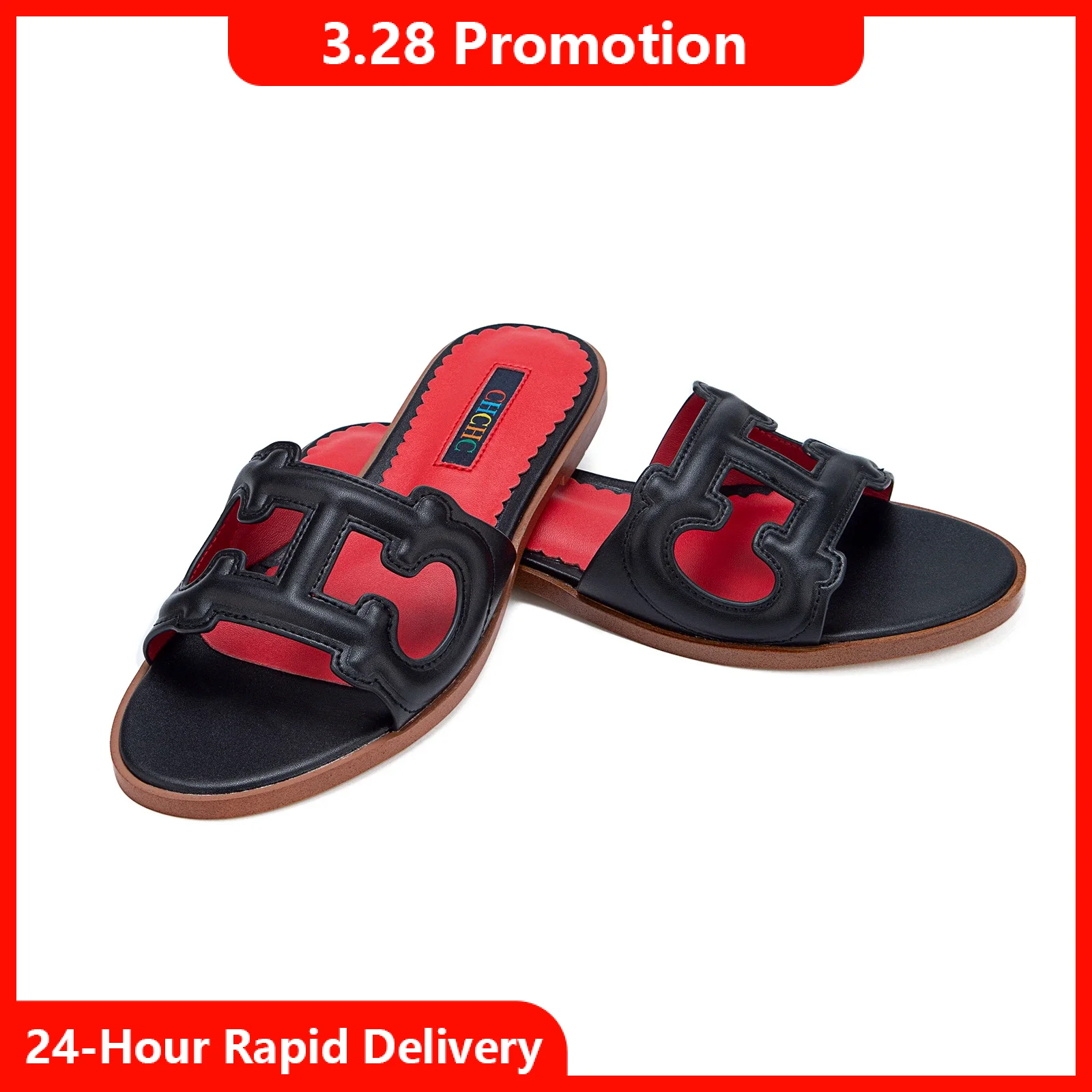 

CH Women's Solid Color Slippers for Outings, Exquisite and Fashionable Brand, Versatile Casual Women's Flat Shoes