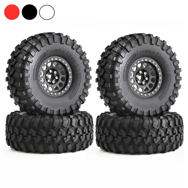 130mm Metal 2.2 "Beadlock felga zestaw opon dla 1/10 gąsienica RC oś samochodu SCX10 Wraith RR10 Capra Traxxas TRX4 YK4082 YK4083