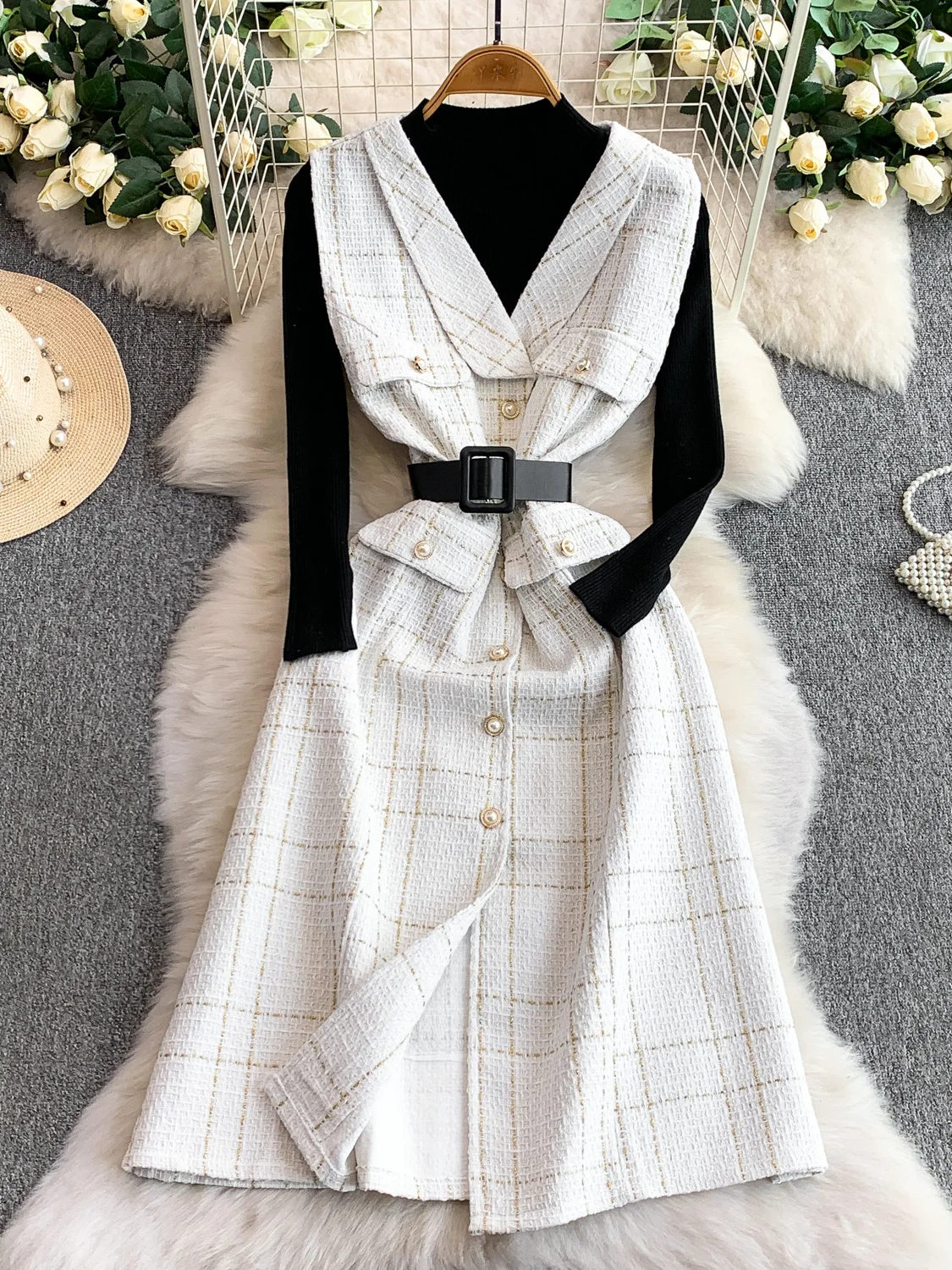 

Ele V-образный шелковый саржевый жилет Dr, женский длинный вязаный свитер с завязкой на талии, зимний комплект Faion