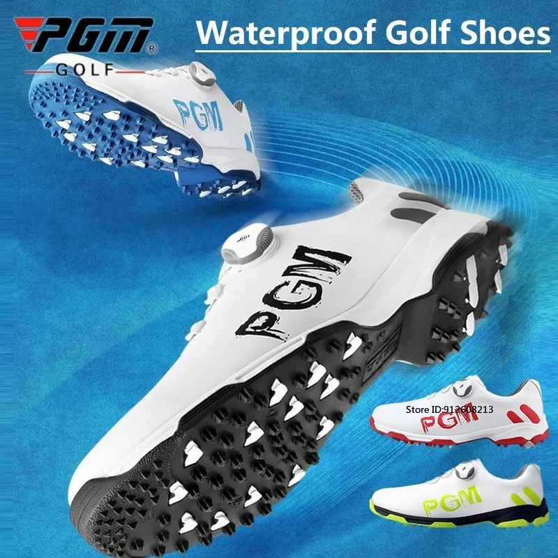 

Мужская обувь для гольфа PGM, водонепроницаемая дышащая обувь для гольфа, мужские вращающиеся шнурки, спортивные кроссовки, нескользящие кроссовки с мягкой подкладкой