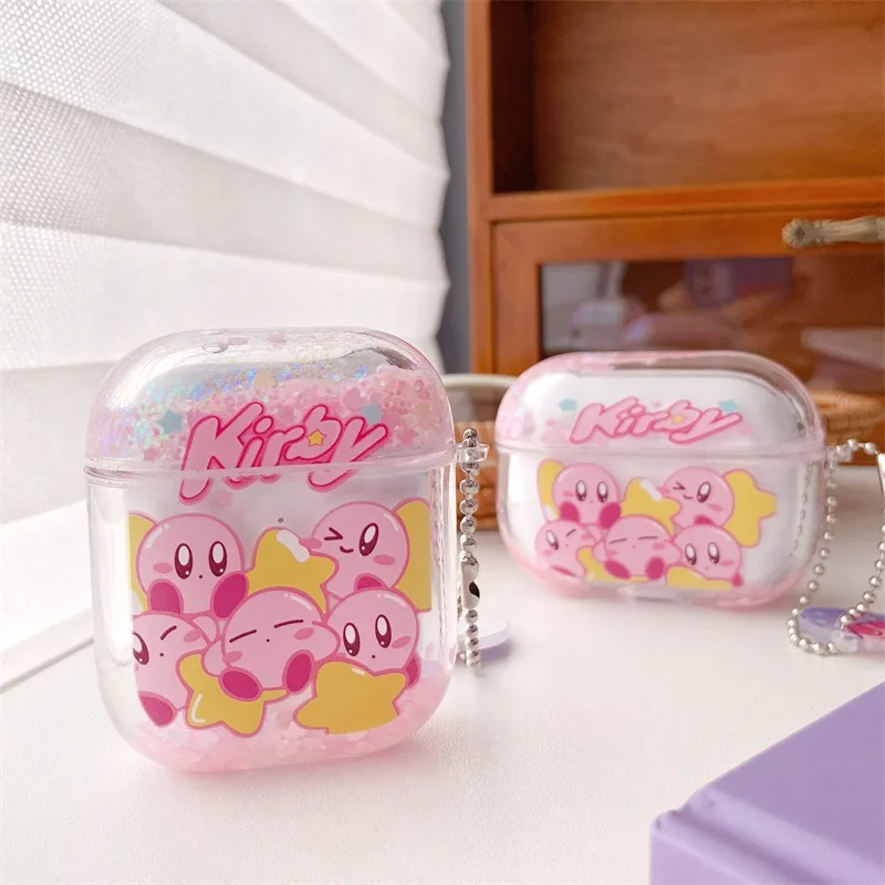 Kawaii Kirby Headphone Case for Airpods 4 3 2 1 Pro2 Cartoon Transparent Protective Cover for Apple Airpods Pro Decorative Shell