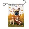 Fall French Bulldog Garden Flag 12x18 Inch Double Sided Hello Fall Football Yard Flag, Frenchie Game Day Autumn Outdoor Porc jjp