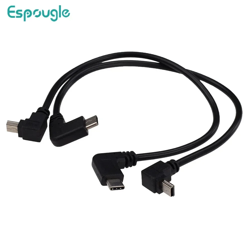 

300pcs OTG Adapter 27cm 90 Degree Angle Mini USB 5Pin Male to Type-C Male Cable Converter OTG Adapter Data Cord Cables