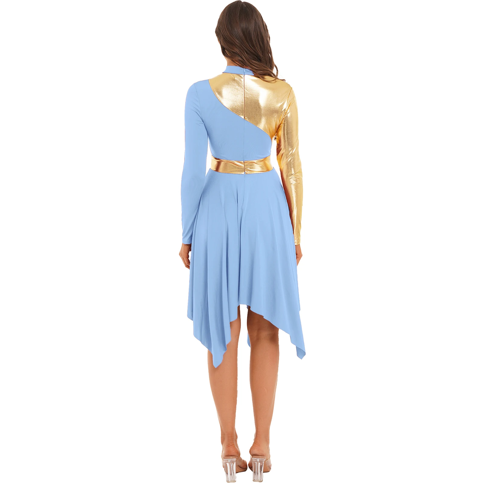 Women's Modern Etiquette Dance Dress Costume Asymmetric Liturgical Praise Overlay Tunic Dress Halloween Cosplay Church Dress