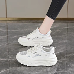 CRLAYDK 2024 Summer Fashion Women's Chunky Sneakers Hollow Out Mesh Platform Lace Up Casual Dad Shoes Walking Nurse Tennis