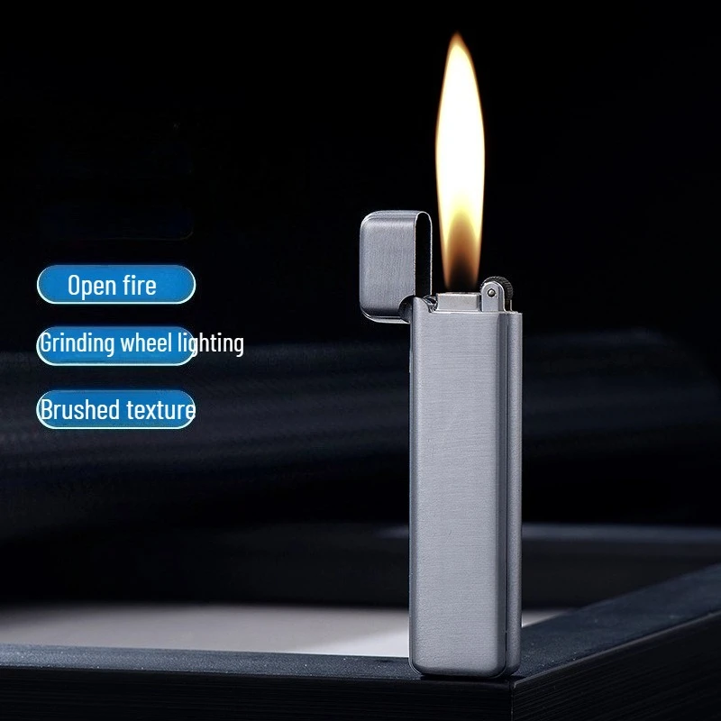 

New Metal Electroplating Inflatable Open Flame Lighter Wholesale Men's Smoking Accessories Cigarette Lighter Smoke Accessories