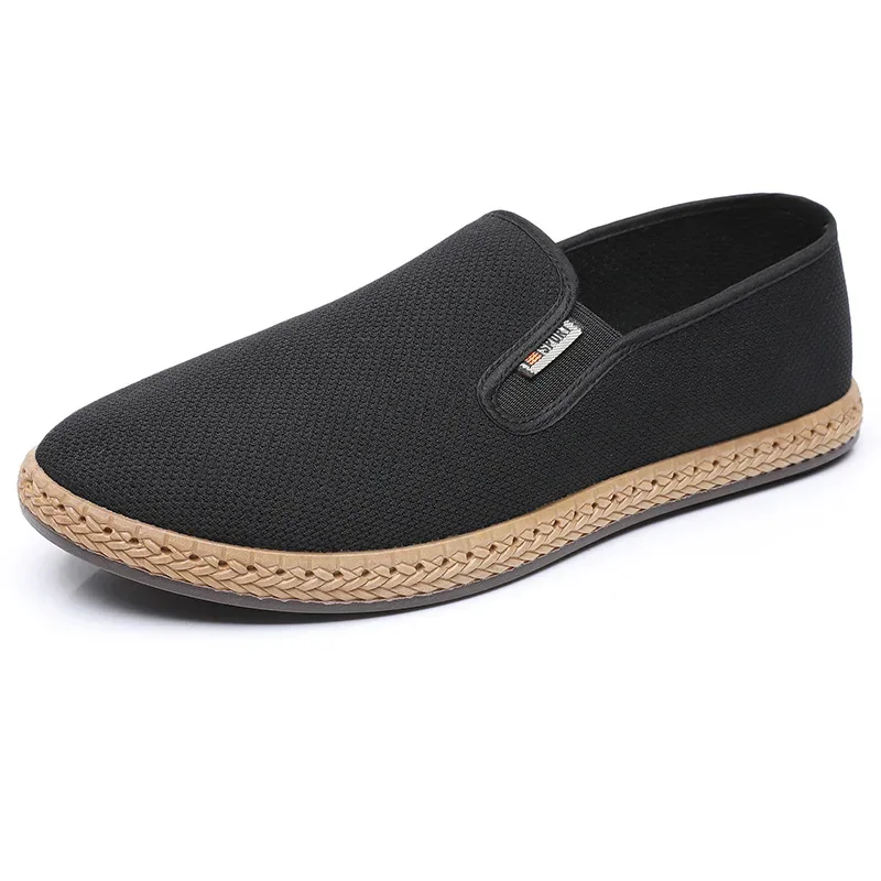 Old Beijing New Men's Cloth Shoes Breathable Dad's Shoes Soft soled Anti slip Fashion Casual Middle aged and Elderly Lazy Shoes