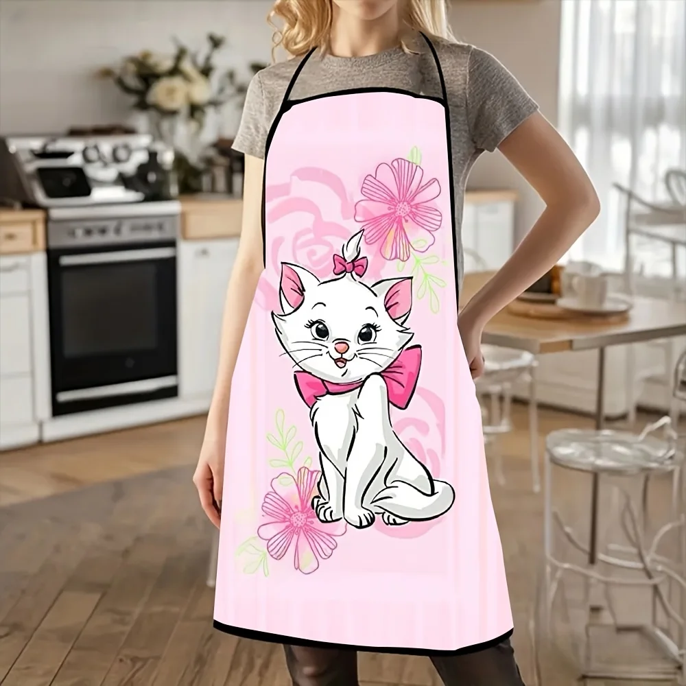 

1pc The Aristocats Marie Cute Floral Print Apron, perfect for handmade crafting, baking, painting, kitchen, cleaning and cooking