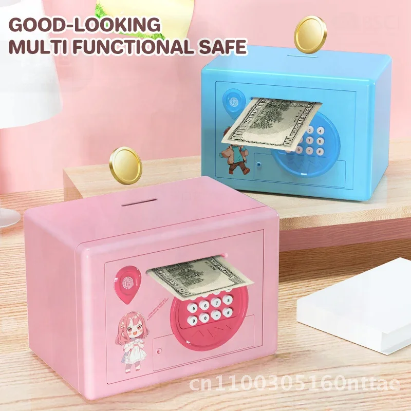 Iggy Bank créatif automatique roulant d'argent Atm mot de passe empreinte digitale pièce de monnaie économie d'argent semblant jouer jouet enfants anniversaire Gif
