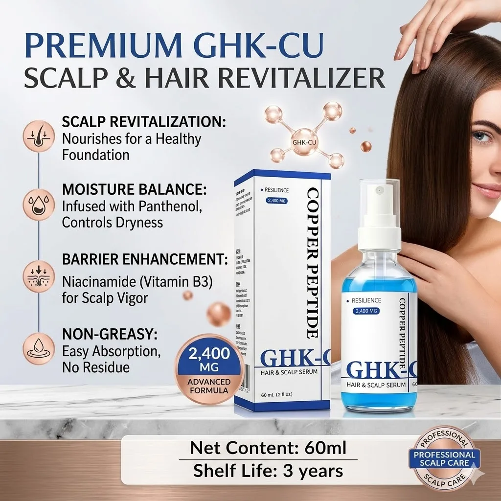 GHK-Cu Copper Peptide Hair Growth Serum Anti Hair Loss Scalp Essence Liquid Repair Nourishing Oil for Men Women 60ml