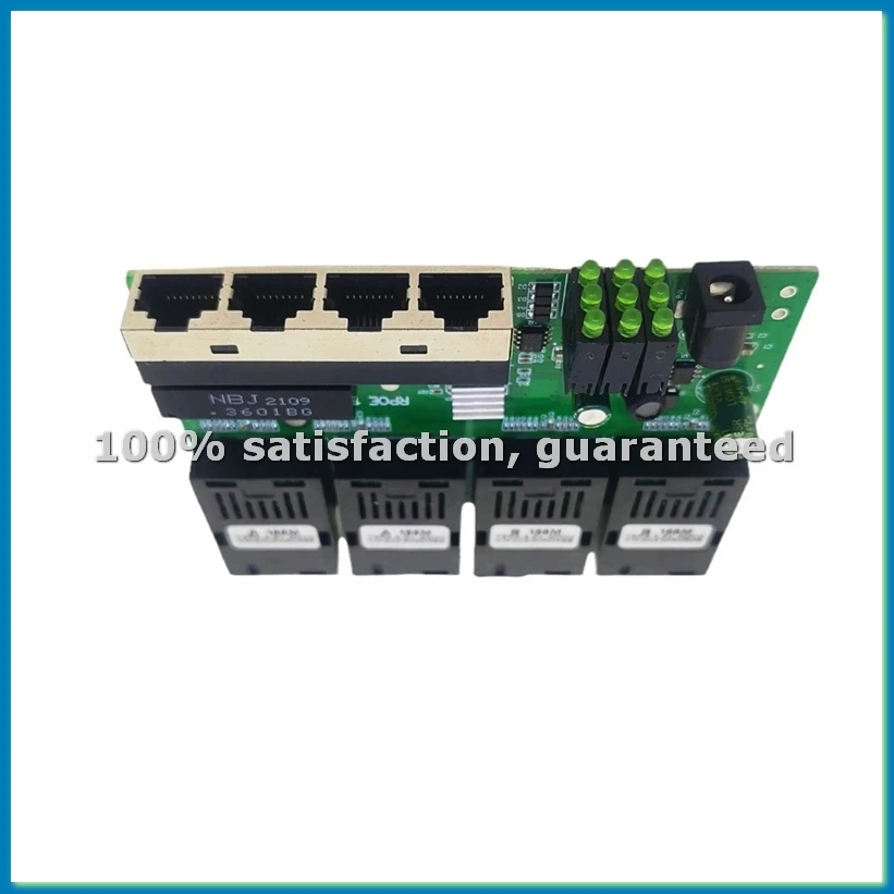 100M Reverse POE Fast Ethernet Fiber Switch 4F4E Output 12V Optical Media Converter Ethernet SC PCBA Placa Metro Board-A25R