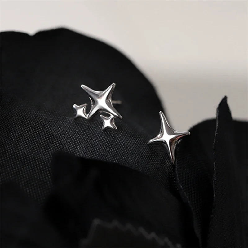 Sterling Silver Star Earrings Design Sense Earrings Not Easy To Fade Asymmetrical Earrings Light Luxury High-end Sense Earrings