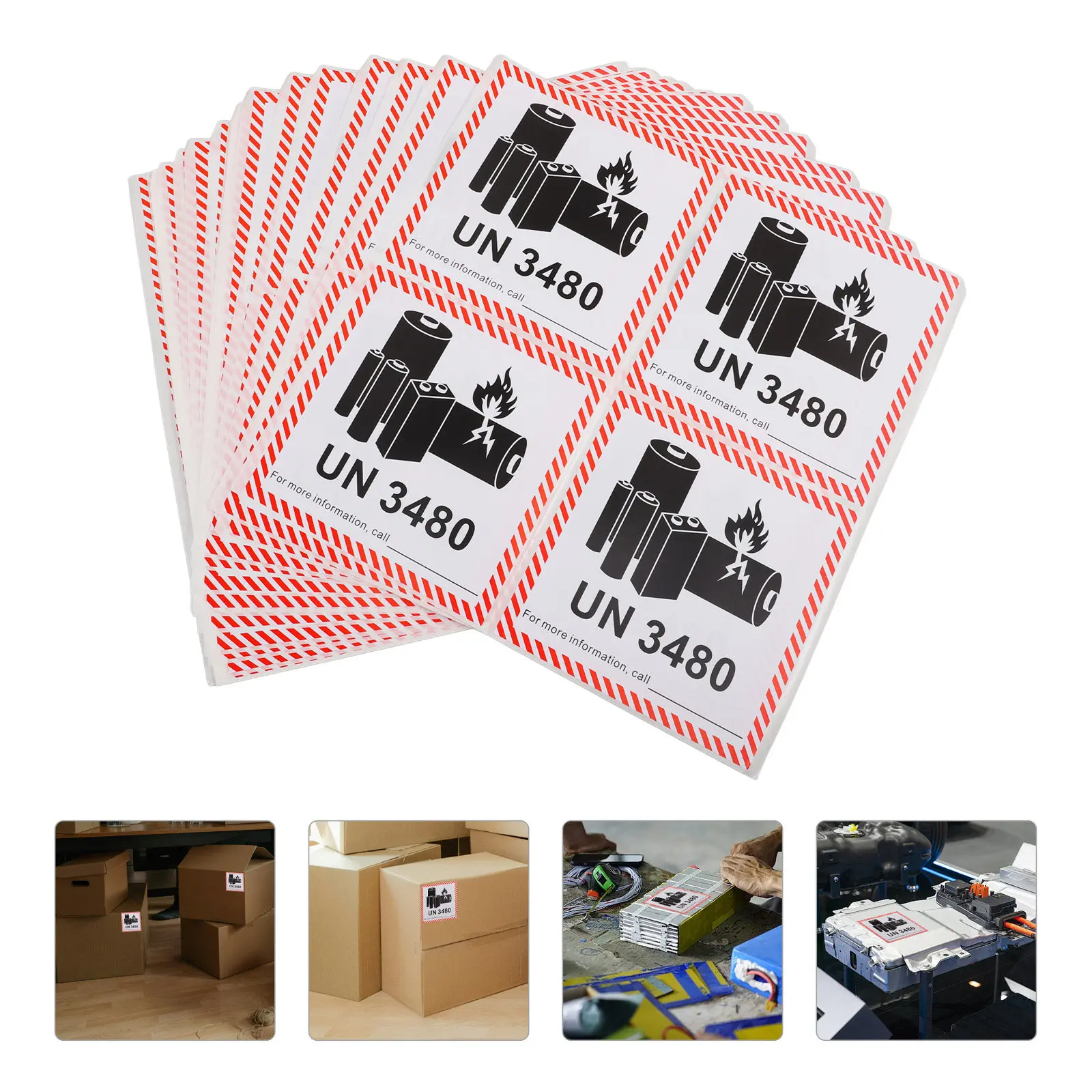 

100Pcs Lithium Ion Battery Safety Warning Labels High Visibility Waterproof Peel Stick Caution Stickers for Battery Transport